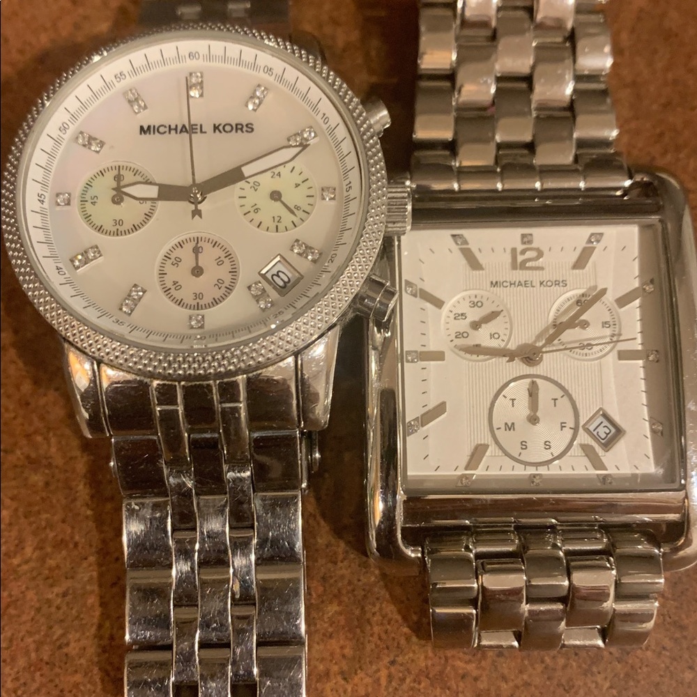 Michael Kors Silver Chronograph Watch Duo